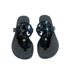Tory Burch Miller Black Patent Leather Thong Sandals sz 5.5M